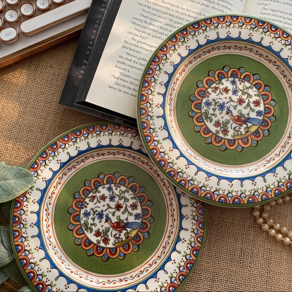 Cost Plus World Market Other - WORLD MARKET Set of Dinner Plates Green Peacock 2